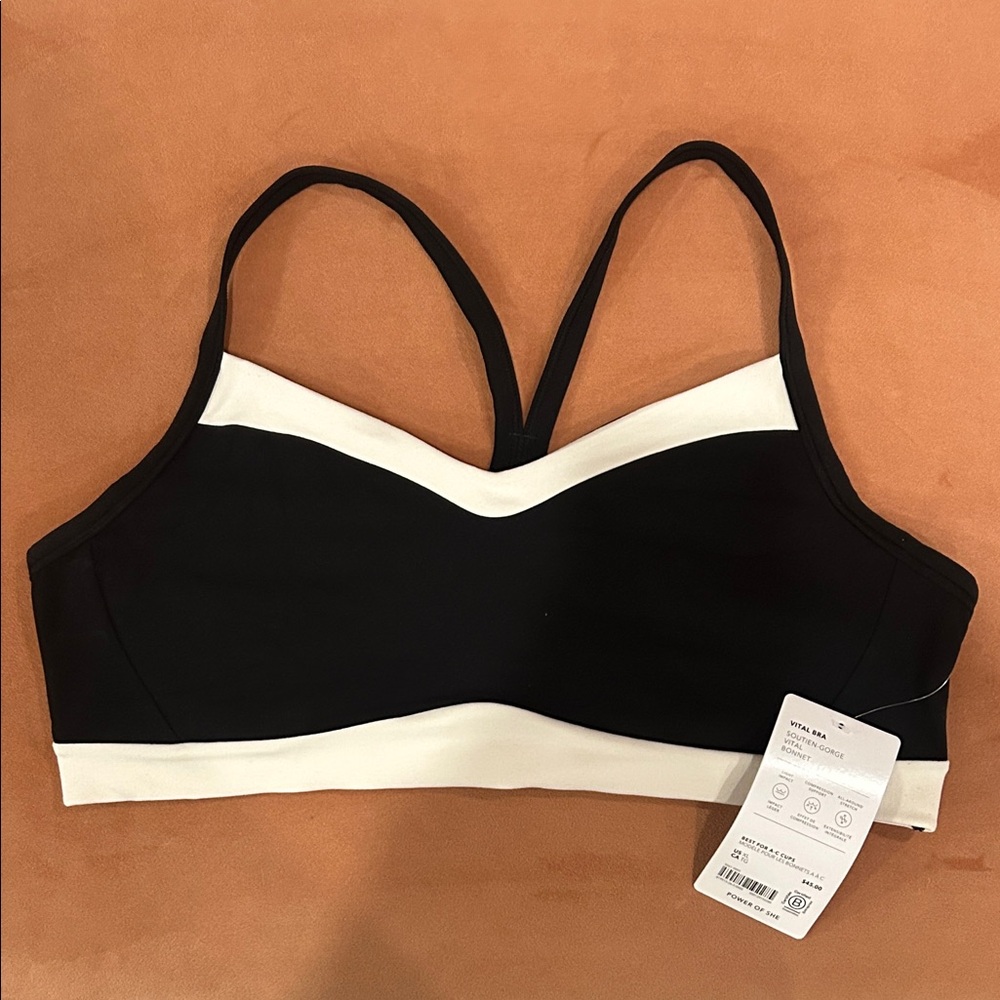 NWT Athleta black & white sports bra XL